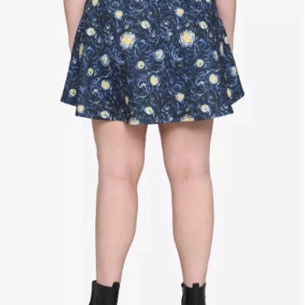 Hot topic NWT size 4 (26W) Starry Night O-Ring Zipper Skirt Plus Size - Picture 2 of 6